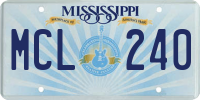 MS license plate MCL240