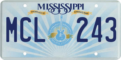 MS license plate MCL243