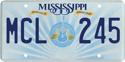 MS license plate MCL245