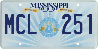 MS license plate MCL251