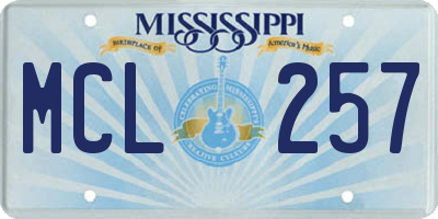 MS license plate MCL257