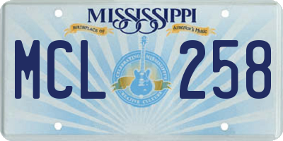MS license plate MCL258