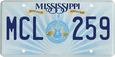 MS license plate MCL259