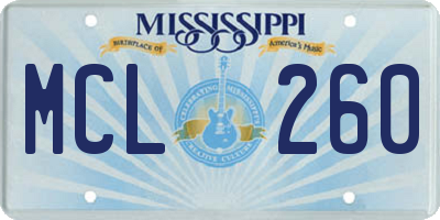 MS license plate MCL260