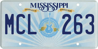 MS license plate MCL263