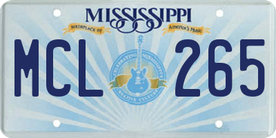 MS license plate MCL265