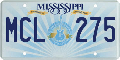 MS license plate MCL275