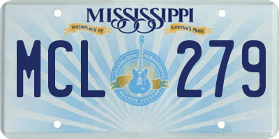 MS license plate MCL279