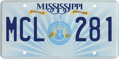 MS license plate MCL281