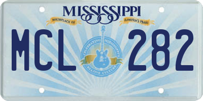 MS license plate MCL282