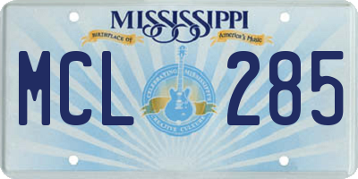 MS license plate MCL285