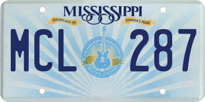 MS license plate MCL287