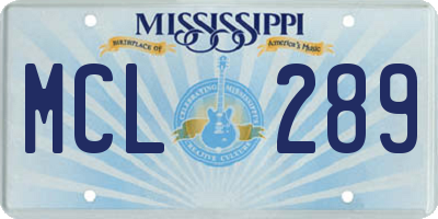 MS license plate MCL289