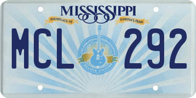 MS license plate MCL292