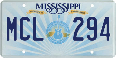MS license plate MCL294