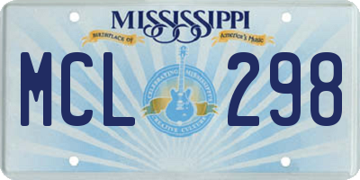 MS license plate MCL298