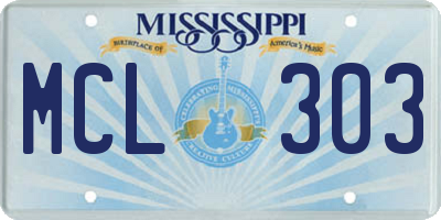 MS license plate MCL303