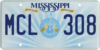 MS license plate MCL308