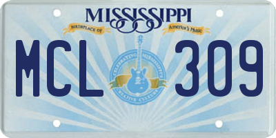 MS license plate MCL309