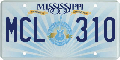 MS license plate MCL310