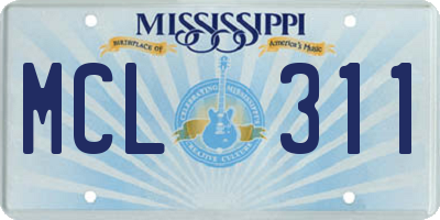 MS license plate MCL311