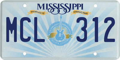 MS license plate MCL312