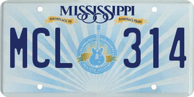 MS license plate MCL314