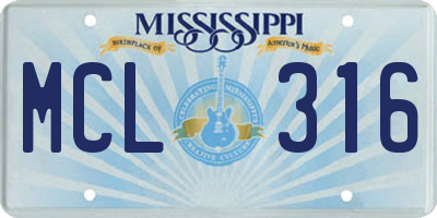 MS license plate MCL316