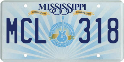 MS license plate MCL318