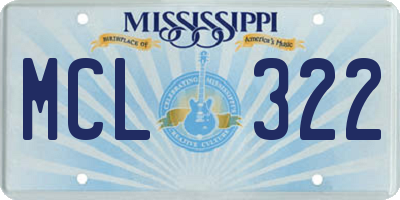 MS license plate MCL322