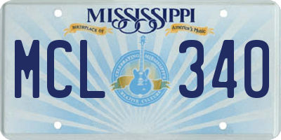 MS license plate MCL340