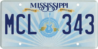 MS license plate MCL343