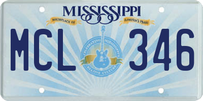 MS license plate MCL346