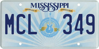 MS license plate MCL349