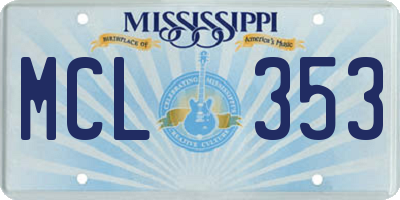 MS license plate MCL353