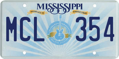 MS license plate MCL354