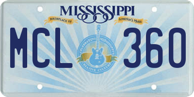 MS license plate MCL360