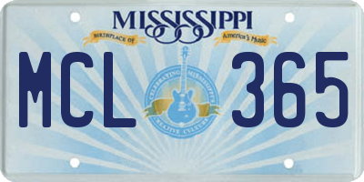 MS license plate MCL365