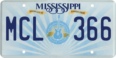 MS license plate MCL366