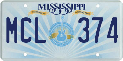 MS license plate MCL374