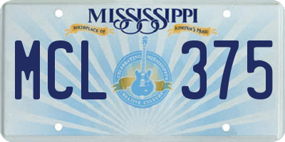 MS license plate MCL375