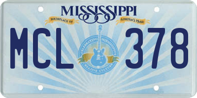 MS license plate MCL378