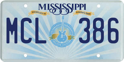MS license plate MCL386