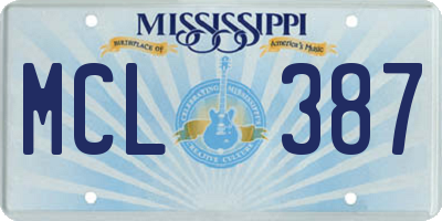 MS license plate MCL387