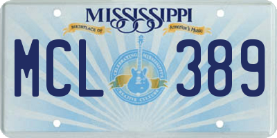 MS license plate MCL389