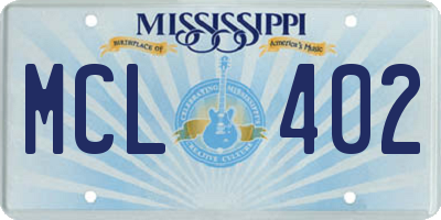 MS license plate MCL402