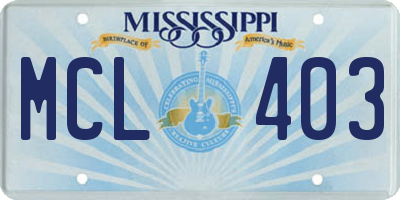 MS license plate MCL403