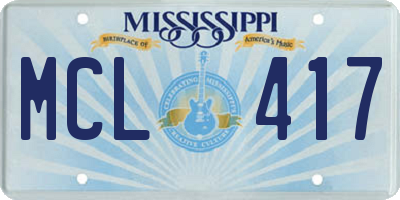 MS license plate MCL417
