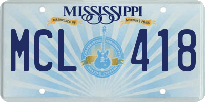 MS license plate MCL418