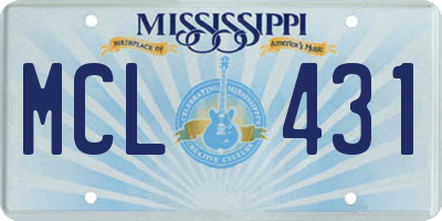 MS license plate MCL431